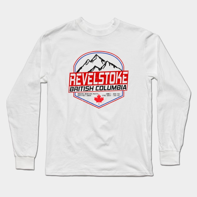 Retro Ski Revelstoke B.C Canada Skiing and Mountain Biking Paradise Long Sleeve T-Shirt by ChrisWilson